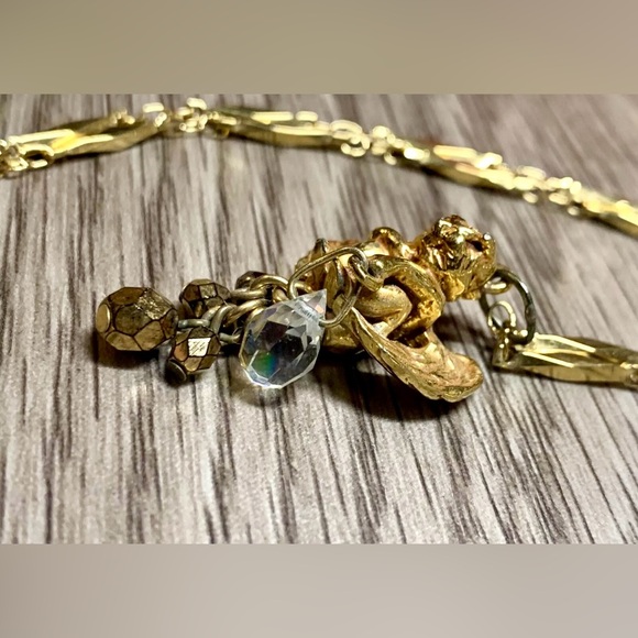 Vintage Kirks Folly Gold Tone Sitting Cherub With Crystal Drops Necklace, 34" - Picture 5 of 9